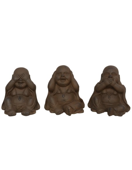 BUDA SENTADO DEC. MARRON 3 SRT 10X8X12 CM