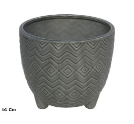 MACETERO BRISA GRIS CERAMI. 14X14X12 CM