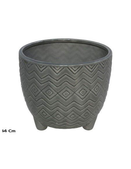 MACETERO BRISA GRIS CERAMI. 14X14X12 CM