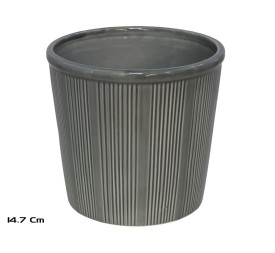 MACETERO JULIETA GRIS CERAMI. 14,7X14,7X13,5 CM