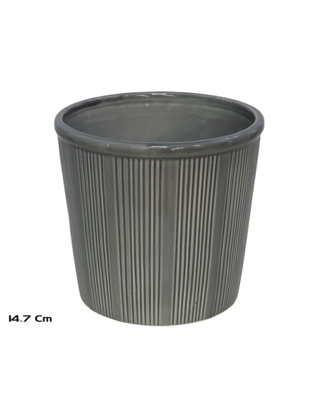 MACETERO JULIETA GRIS CERAMI. 14,7X14,7X13,5 CM
