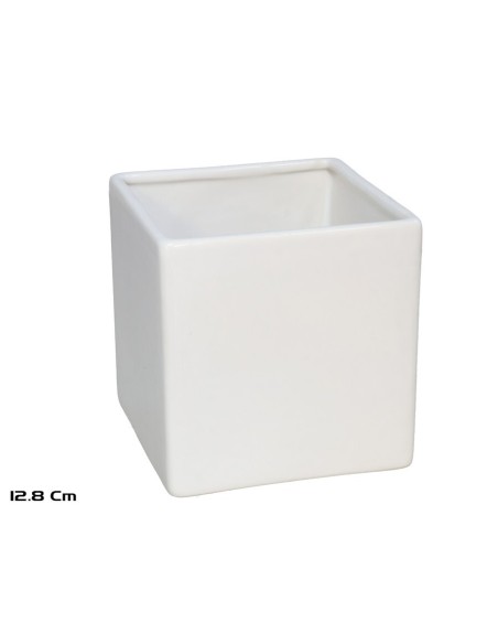 MACETERO ADARA BLANCO CERAMI. 12,8X12,8X12 CM