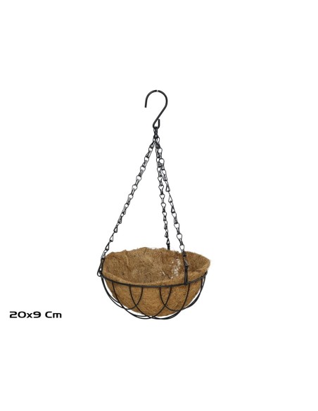 MACETERO COLGANTE DE COCO HIERRO 20X20X9CM