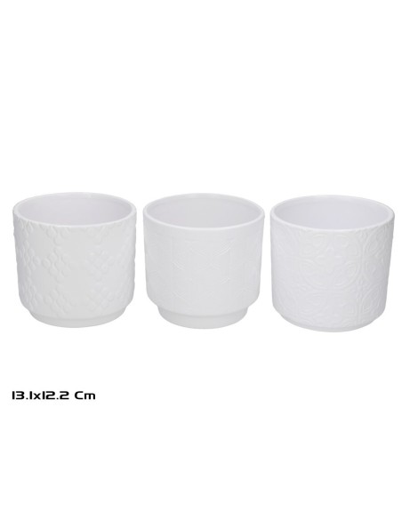 MACETERO JAMAL CERAMICA 3 SURT BLANCO13,1X12,2 CM