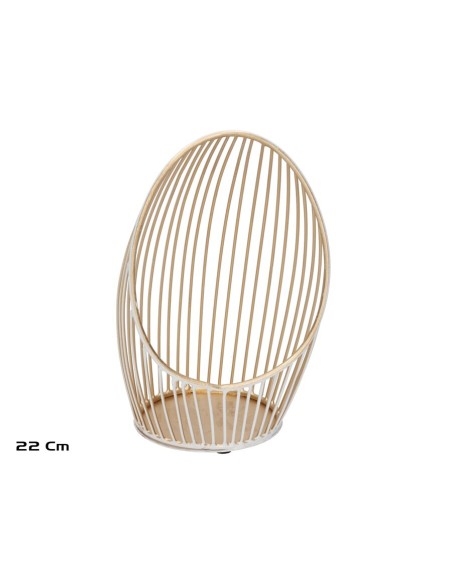 PORTAVELAS MAGNUS BLANCO/ORO 13X11X22 CM
