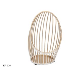 PORTAVELAS MAGNUS BLANCO/ORO 8X10X17 CM