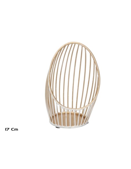 PORTAVELAS MAGNUS BLANCO/ORO 8X10X17 CM