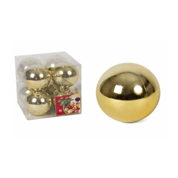 CAJA 8 BOLAS DE NAVIDAD BRILLO ORO 7CM