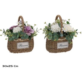 CESTO MIMBRE ROSAS MIX 30X25CM(S)