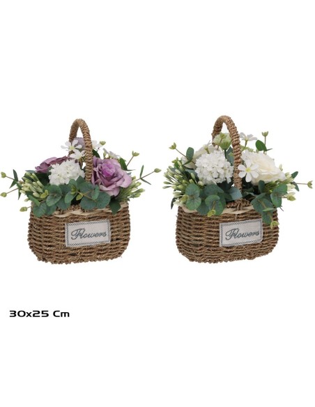 CESTO MIMBRE ROSAS MIX 30X25CM(S)