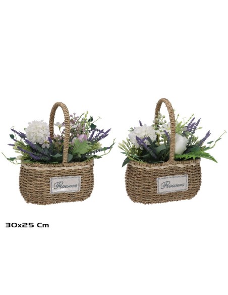 CESTO MIMBRE TULIPANES MIX 30X25CM(S)