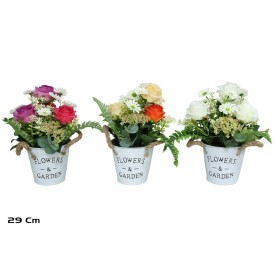 MACETA METAL ROSAS MIX - 29 CM (S)