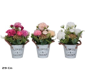 MACETA METAL CRISANTEMOS MIX - 29 CM (S)