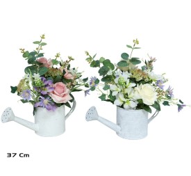 MACETA REGADERA METAL ROSAS 37CM (S)