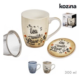 TAZA INFUSION C/ FILTRO 300 ml TEA LOVE  SURT/2