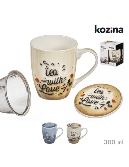 TAZA INFUSION C/ FILTRO 300 ml TEA LOVE  SURT/2