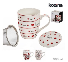 TAZA INFUSION C/ FILTRO 300 ml LOVE MOMENT SURT/2