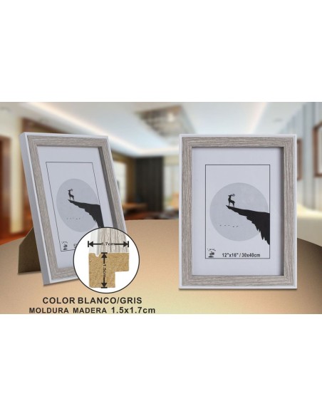 PORTAFOTO GRIS/BL DM-894 30X40CM(6/12)