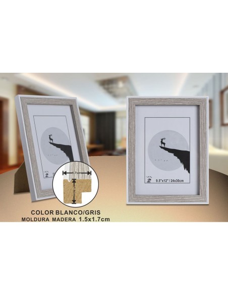 PORTAFOTO GRIS/BL DM-894 24X30CM(12/24)