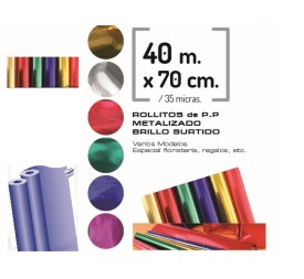ROLLO P.P METALIZADO BRILLO SURTIDO 70cmx40M