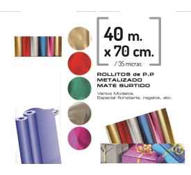 ROLLO P.P. METALIZADO MATE SURTIDO 70CMX40M