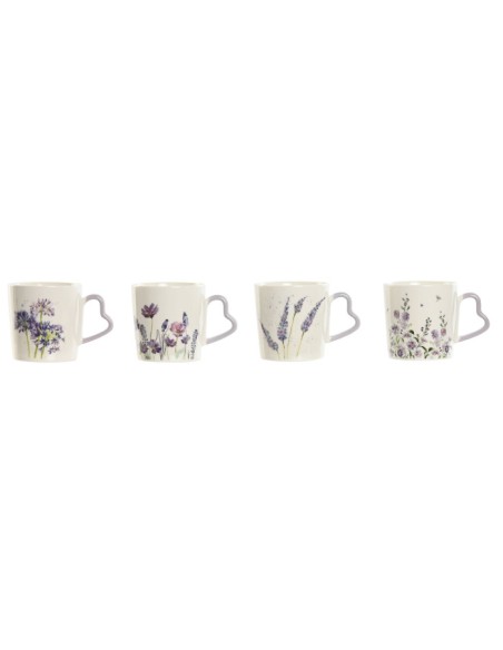 MUG PORCELANA 11X9,5X9,5 400ML LAVANDA 4 SURT.