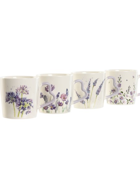 MUG PORCELANA 11X9,5X9,5 400ML LAVANDA 4 SURT.