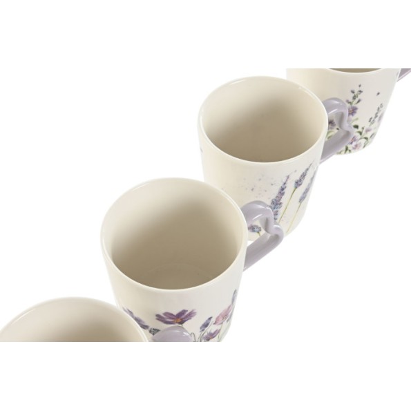 MUG PORCELANA 11X9,5X9,5 400ML LAVANDA 4 SURT.