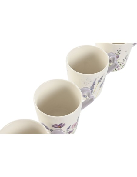 MUG PORCELANA 11X9,5X9,5 400ML LAVANDA 4 SURT.