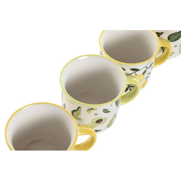 MUG PORCELANA 11X9X11 370ML FRUTAS 4 SURT.