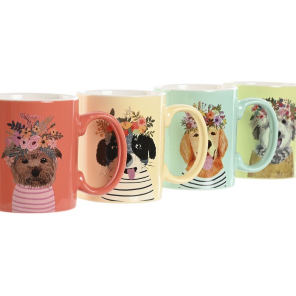 MUG PORCELANA 12X8X9,5 360ML PERROS 4 SURT.