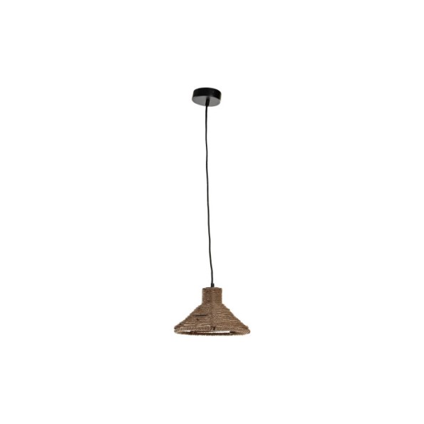 LAMPARA TECHO METAL CUERDA 24X24X15 NATURAL MARRON