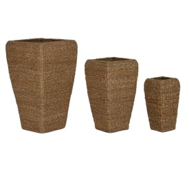 MACETERO SET 3 SEAGRASS METAL 40X40X70 NATURAL