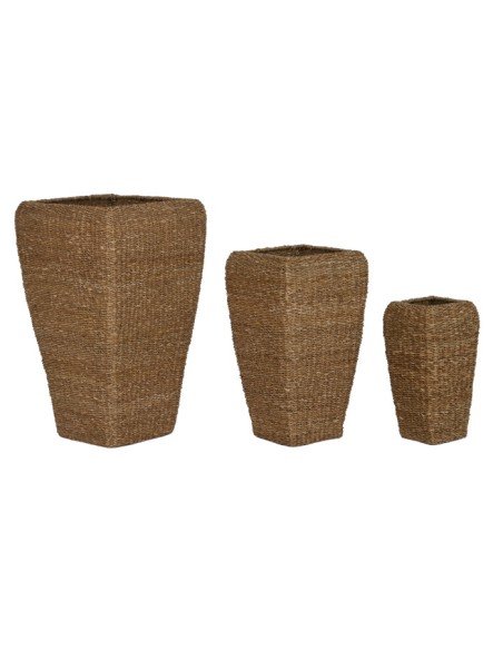 MACETERO SET 3 SEAGRASS METAL 40X40X70 NATURAL