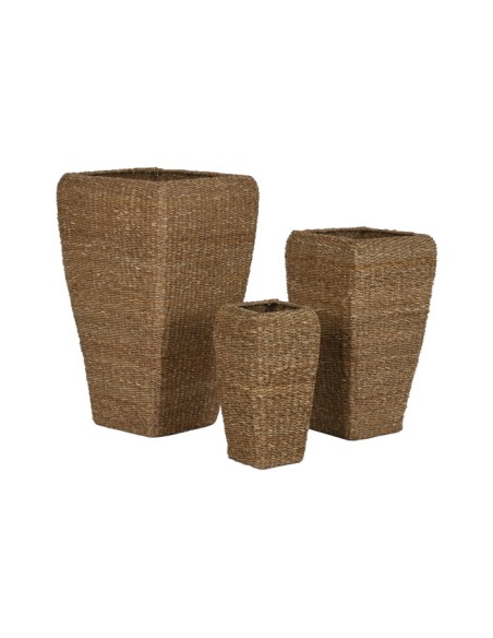 MACETERO SET 3 SEAGRASS METAL 40X40X70 NATURAL