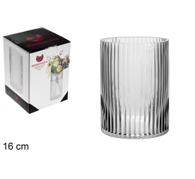 FLORERO CRISTAL CON RELIEVE 16 CM