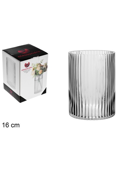 FLORERO CRISTAL CON RELIEVE 16 CM