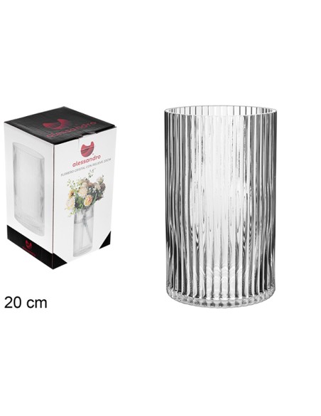 FLORERO CRISTAL CON RELIEVE 20 CM