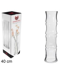 FLORERO CRISTAL FORMA BAMBU 40 CM