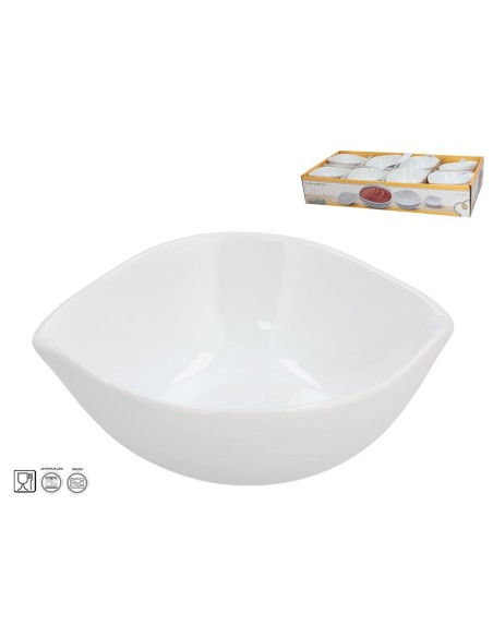 SALSERA APERITIVO GRES LUNA OVAL. 12X10,5X4CM BLAN