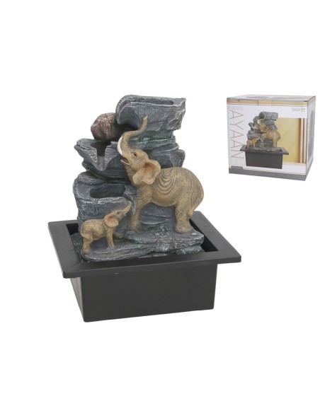 FUENTE ELEFANTES AYAAN LED 21X17,5X24 CM