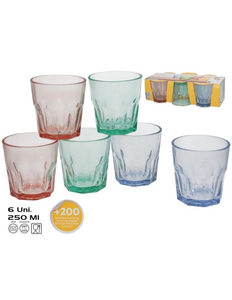 SET 6 VASOS EVEREST 250 ML COLOR
