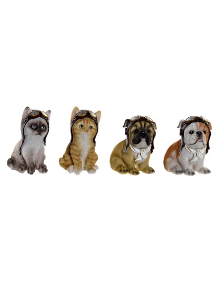 FIGURA RESINA 10X9,5X15,5 GATO PERRO 4 SURT.