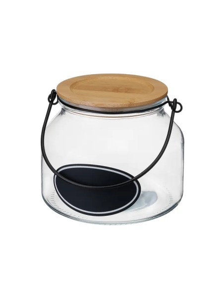 TARRO VIDRIO-BAMBÚ 16 X 16 X 14 CM