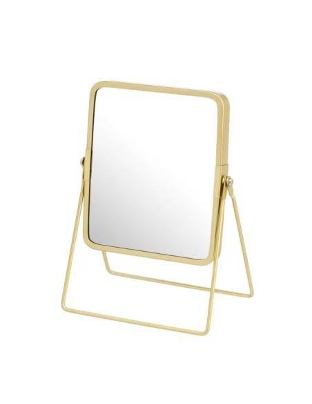 ESPEJO DOBLE 2 AUMENTOS METAL ORO 16 X 7,50 X 23 CM