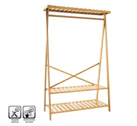 PERCHERO 1 BARRA + 2 ESTANTES NATURAL 100 X 43 X 160 CM