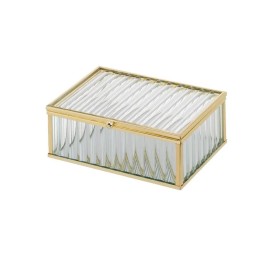 CAJA JOYERO CRISTAL-METAL ORO 15 X 11 X 6 CM