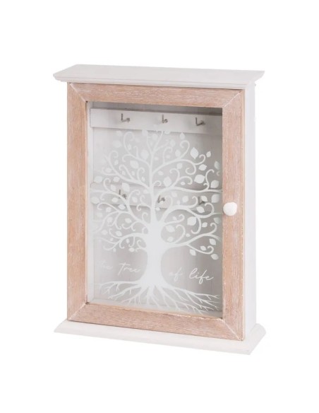 CAJA LLAVES 6 GANCHOS MDF-CRISTAL 20 X 7 X 27 CM