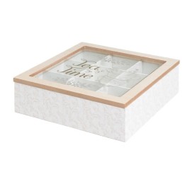 CAJA 9 COMPARTIMENTOS MDF-CRISTAL 24 X 24 X 7 CM