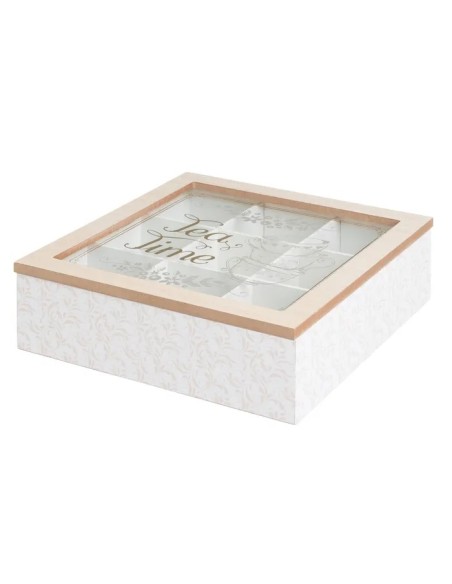 CAJA 9 COMPARTIMENTOS MDF-CRISTAL 24 X 24 X 7 CM